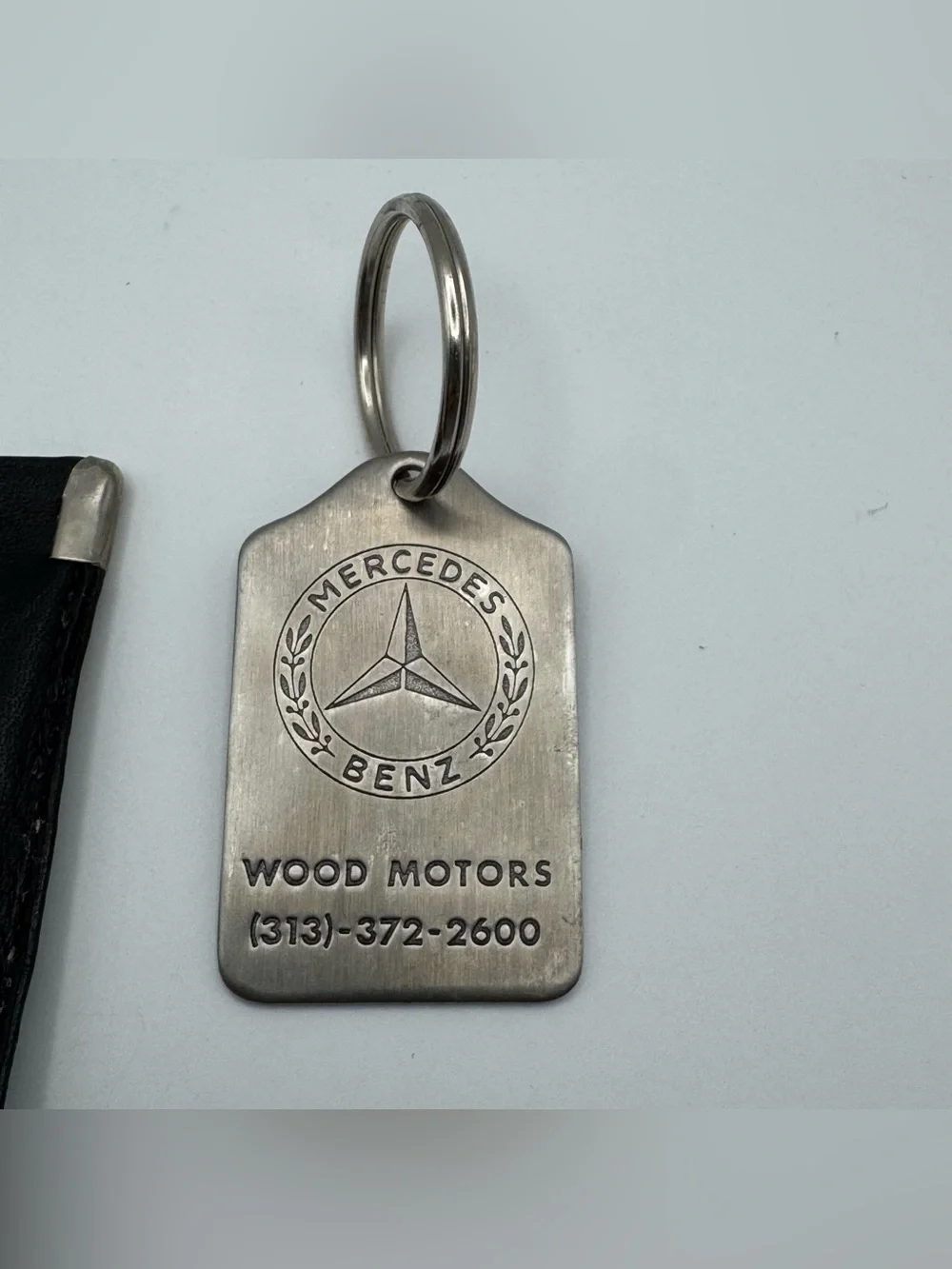 Vintage Mercedes-Benz Leather Key Holder Pouch Keychain Wood Motor NOS lot of 2